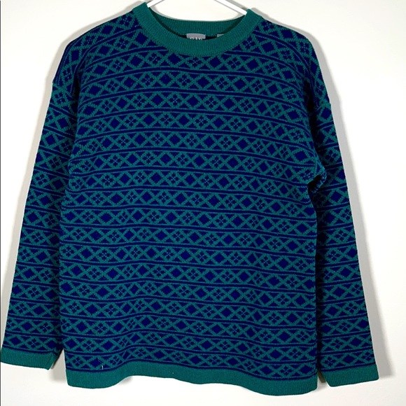 GAP Sweaters - GAP vintage 90s y2k wool navy green sweater sz S